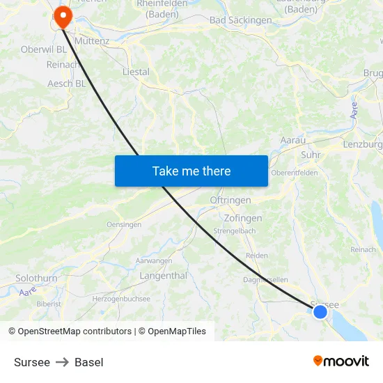 Sursee to Basel map