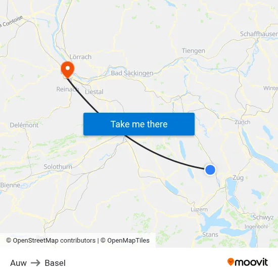 Auw to Basel map
