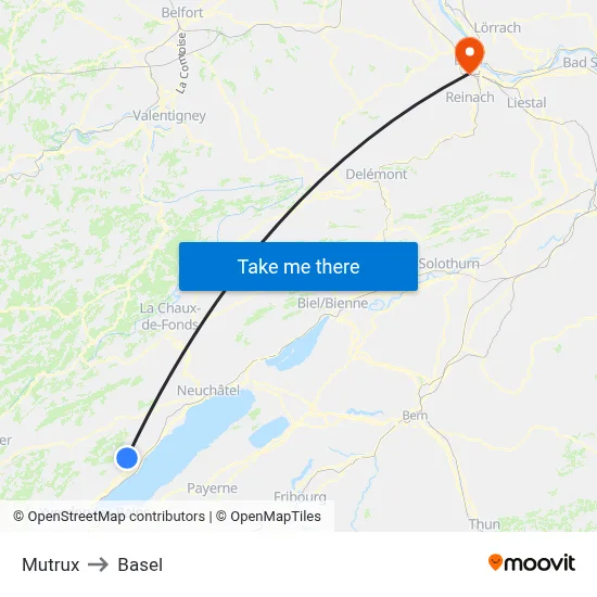 Mutrux to Basel map