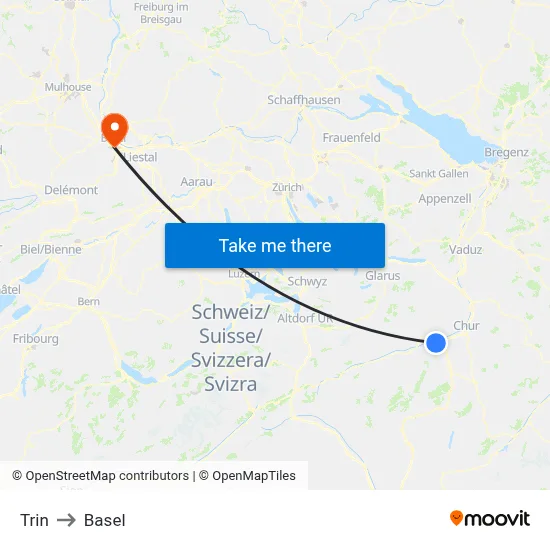 Trin to Basel map