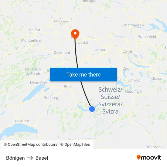 Bönigen to Basel map