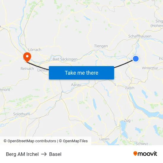 Berg AM Irchel to Basel map