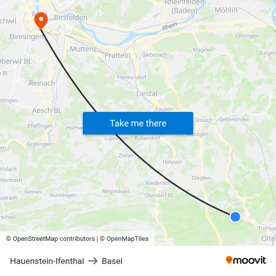 Hauenstein-Ifenthal to Basel map