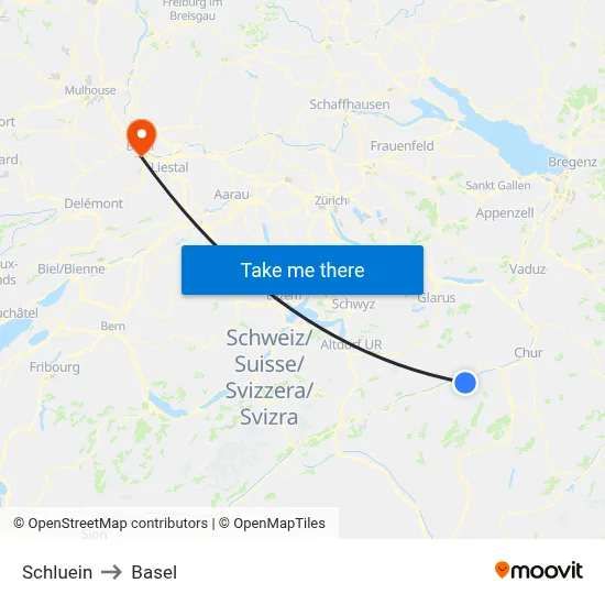Schluein to Basel map
