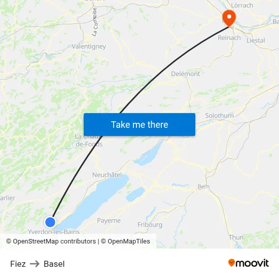 Fiez to Basel map