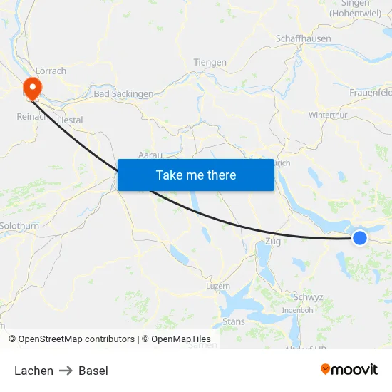 Lachen to Basel map