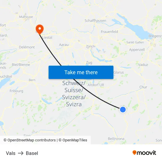 Vals to Basel map