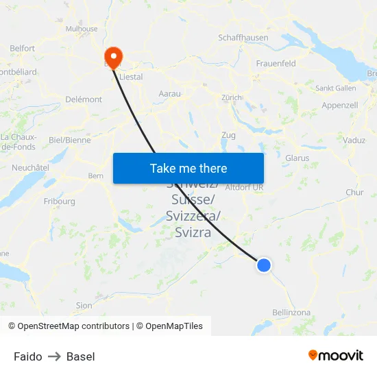 Faido to Basel map