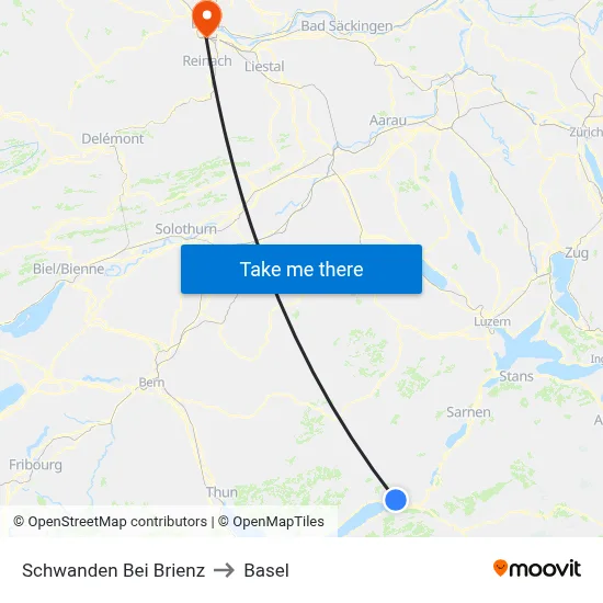 Schwanden Bei Brienz to Basel map