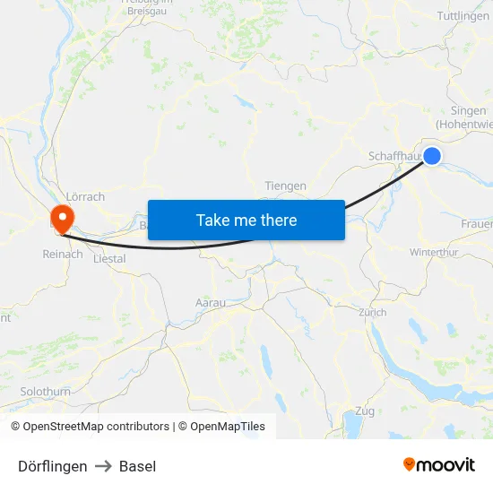 Dörflingen to Basel map
