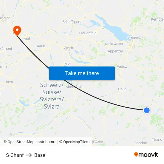 S-Chanf to Basel map