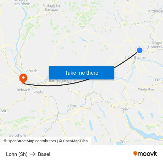 Lohn (Sh) to Basel map