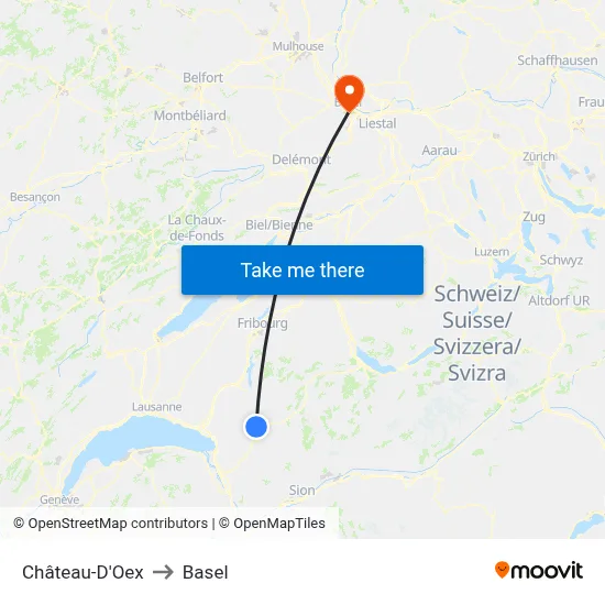 Château-D'Oex to Basel map