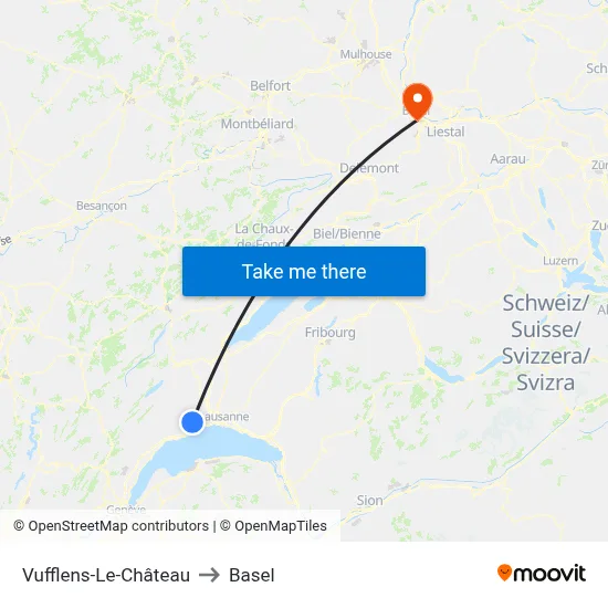 Vufflens-Le-Château to Basel map