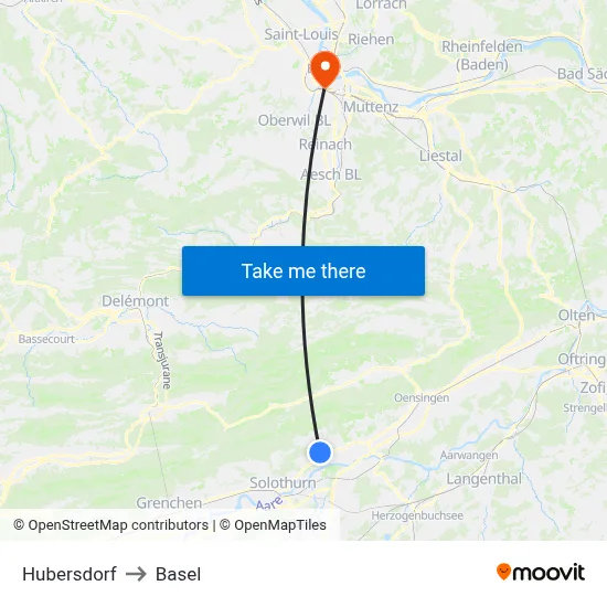 Hubersdorf to Basel map