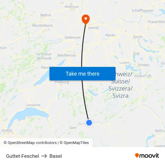 Guttet-Feschel to Basel map