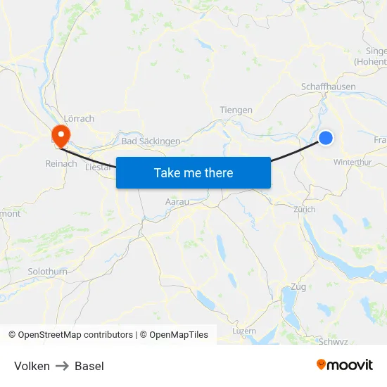 Volken to Basel map