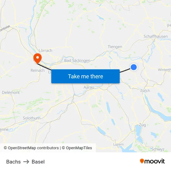 Bachs to Basel map