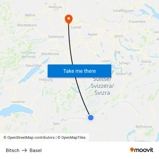 Bitsch to Basel map
