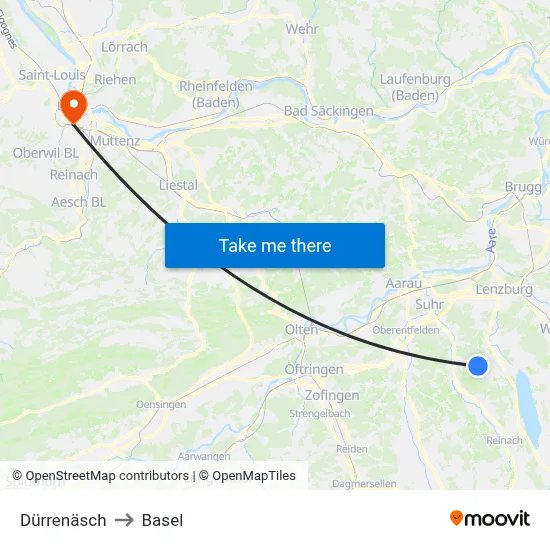 Dürrenäsch to Basel map