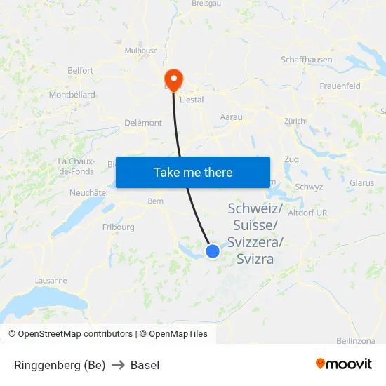 Ringgenberg (Be) to Basel map