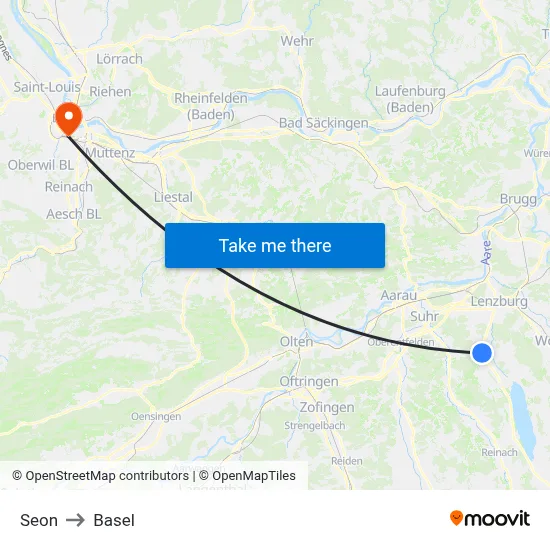 Seon to Basel map