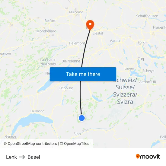 Lenk to Basel map