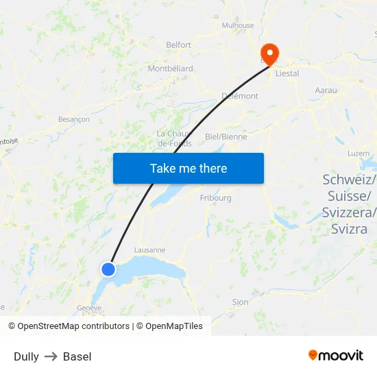 Dully to Basel map