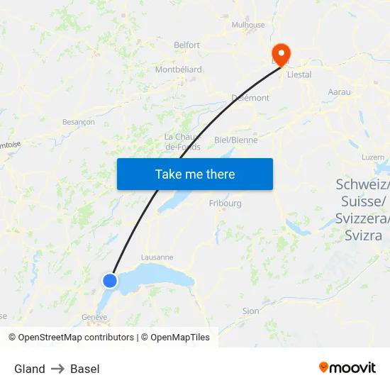 Gland to Basel map