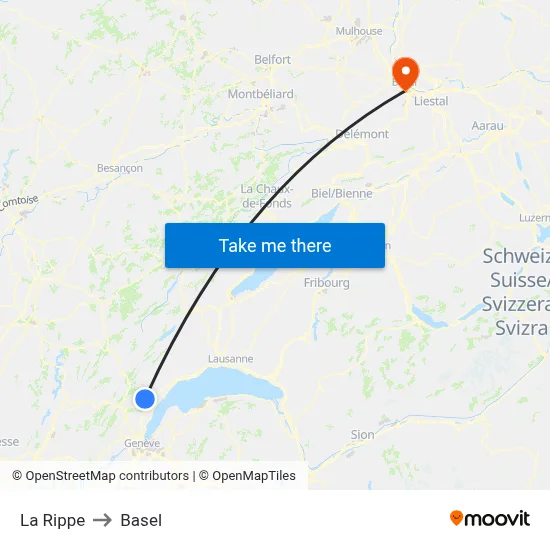 La Rippe to Basel map
