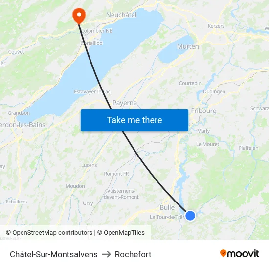 Châtel-Sur-Montsalvens to Rochefort map