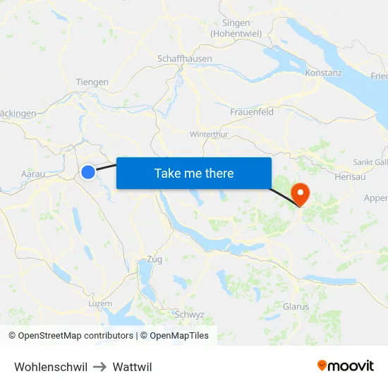 Wohlenschwil to Wattwil map