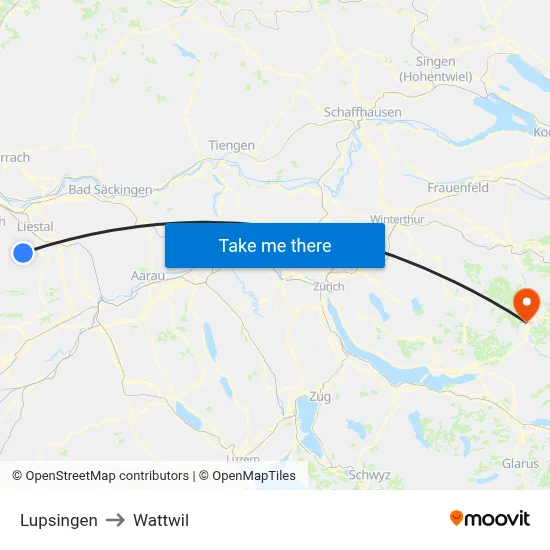 Lupsingen to Wattwil map