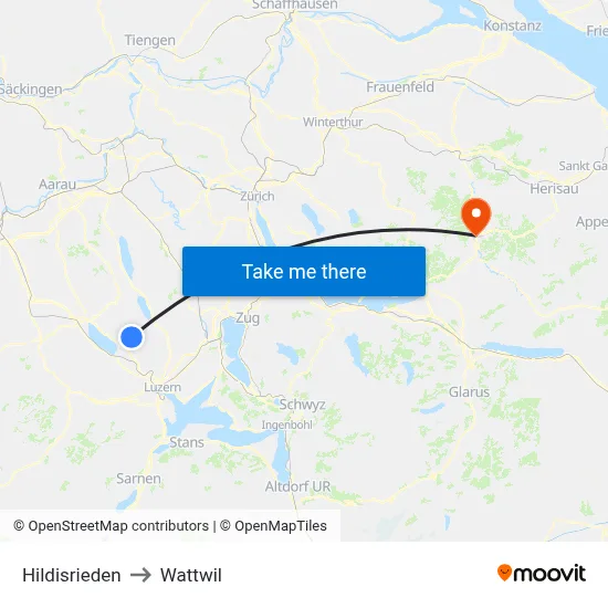 Hildisrieden to Wattwil map