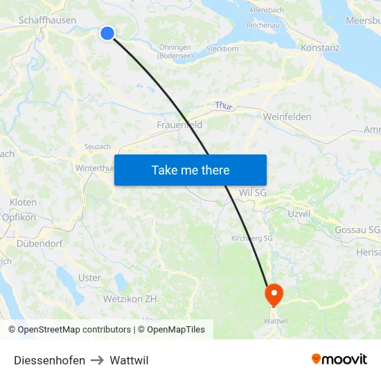 Diessenhofen to Wattwil map