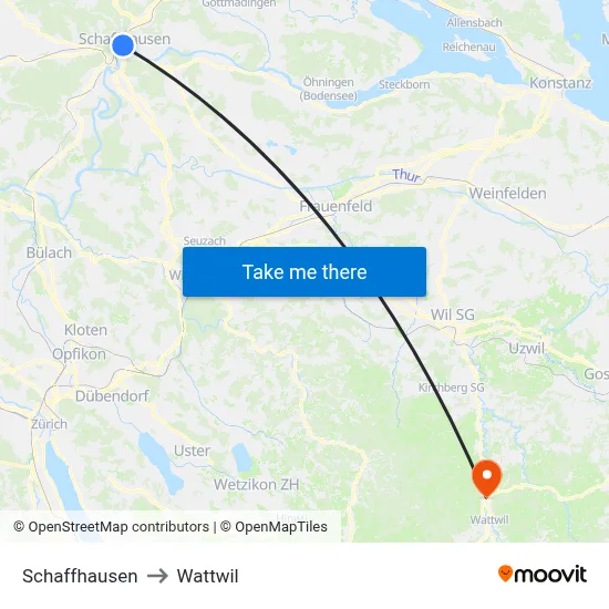 Schaffhausen to Wattwil map