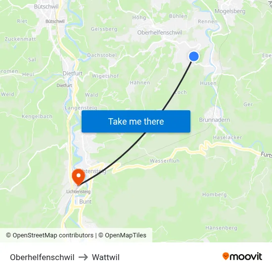 Oberhelfenschwil to Wattwil map