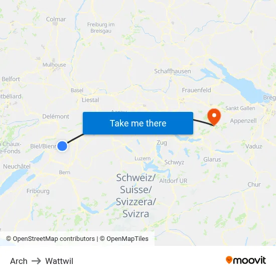 Arch to Wattwil map