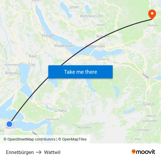Ennetbürgen to Wattwil map