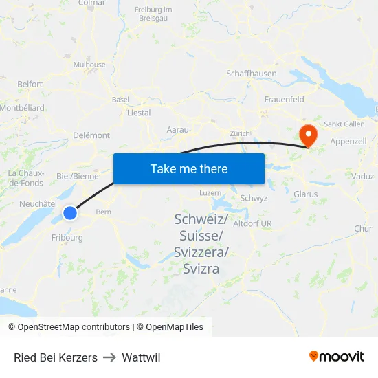 Ried Bei Kerzers to Wattwil map