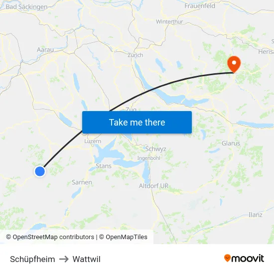 Schüpfheim to Wattwil map