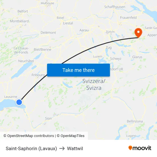Saint-Saphorin (Lavaux) to Wattwil map