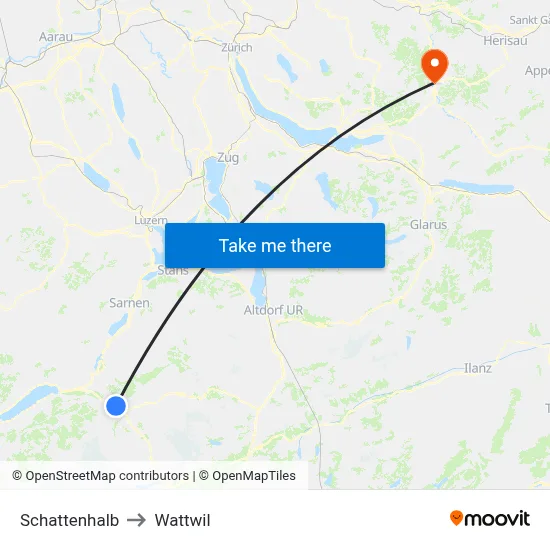 Schattenhalb to Wattwil map