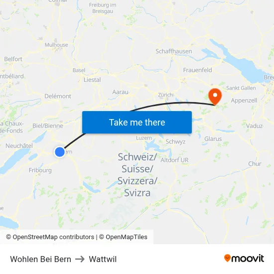 Wohlen Bei Bern to Wattwil map