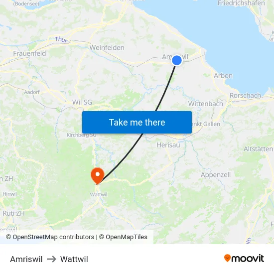 Amriswil to Wattwil map