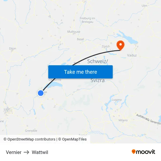 Vernier to Wattwil map