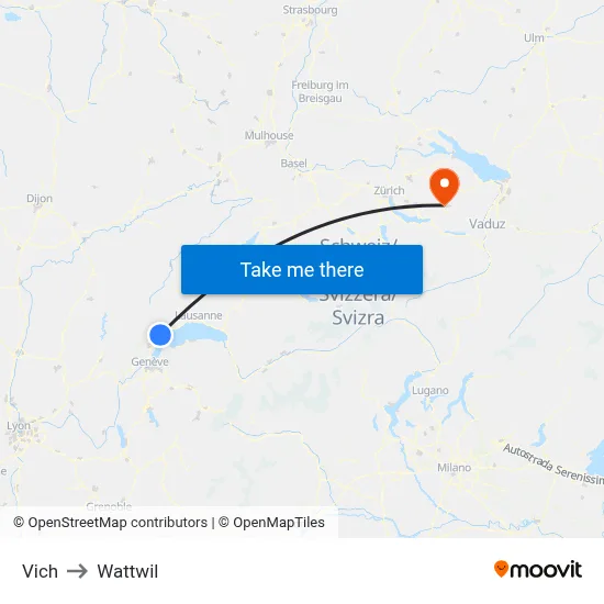 Vich to Wattwil map