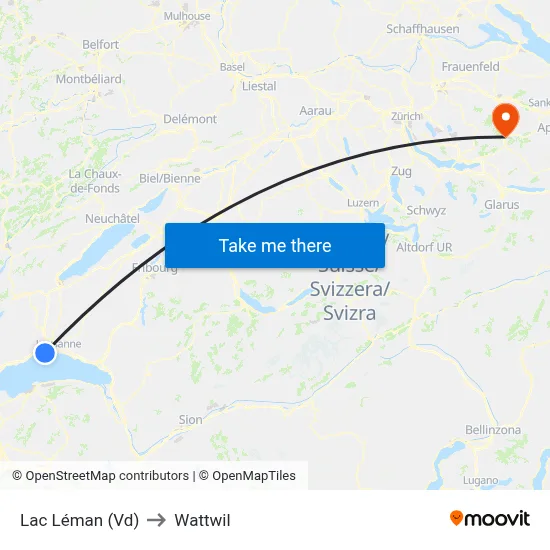 Lac Léman (Vd) to Wattwil map
