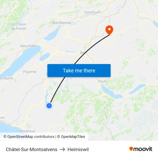 Châtel-Sur-Montsalvens to Heimiswil map