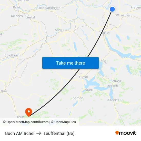 Buch AM Irchel to Teuffenthal (Be) map